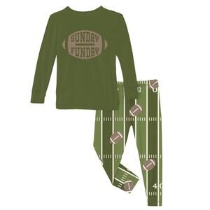 NEW KICKEE kids print long sleeve pocket set in pesto football